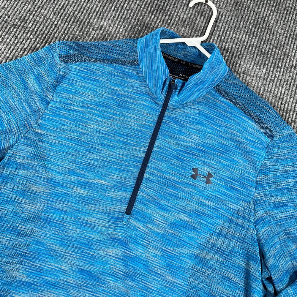 Under Armour HeatGear Fitted 1/4 Zip Shirt Mens XL Blue Performance Pullover